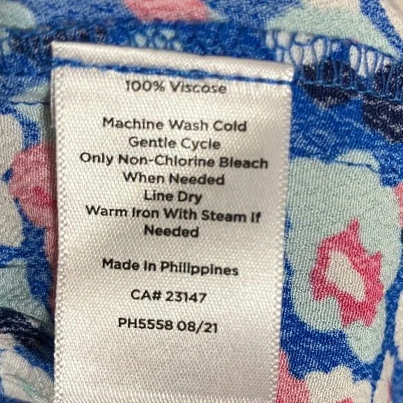 New Talbots Blue and Pink Floral Long Sleeve Dress Size XL - Picture 10 of 12